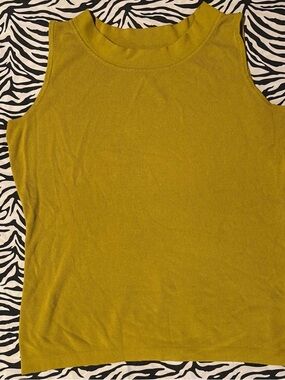 Dress Barn Sleeveless Mock Neck Tank - Olive Mustard